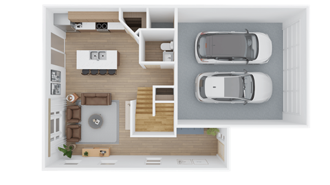 Floor plan for 3 beds, 2.5 baths, 1447 sqft